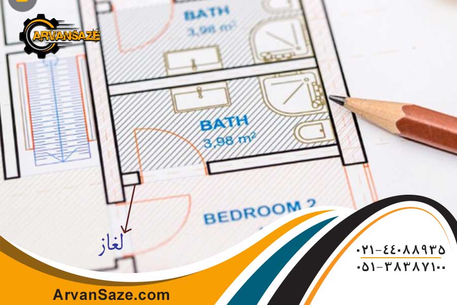 نقشه معماری یک ساختمان با طراحی دقیق جای درب و لغاز درب